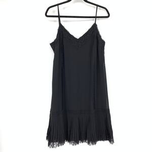 Muche Muchette Slip Mini Dress Womens Size M/L Black Lace Trim Hem A-Line